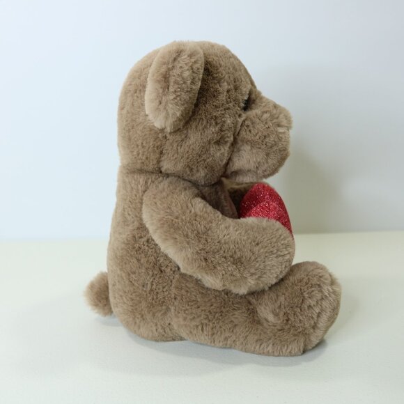 Aurora Brown Bear Holding Heart Soft Plush Stuffed Animal Toy Valentine - Picture 6 of 12